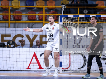 Jacques Pechmalbec of Veszprem HC participates in the IHF Men's Handball Club World Championship 2024 preliminary round match between Veszpr...