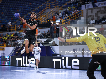 Mazen Osman of Zamalek participates in the IHF Men's Handball Club World Championship 2024 preliminary round match between Veszprem HC and Z...