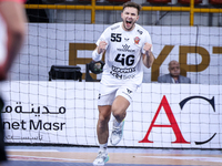 Mikita Vailupau of Veszprem HC participates in the IHF Men's Handball Club World Championship 2024 preliminary round match between Veszprem...