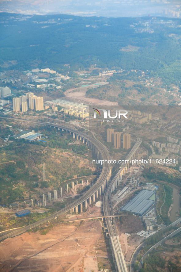 Train railways under construction criss-cross near Chongqing in Chongqing, China, on September 23, 2024. 