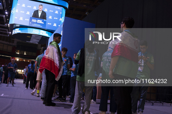 Students wait for their medals during the FIRST Global Challenge 2024 in City, Country, on September 29, 2024. The FIRST Global Challenge is...