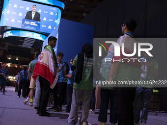 Students wait for their medals during the FIRST Global Challenge 2024 in City, Country, on September 29, 2024. The FIRST Global Challenge is...