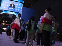 Students wait for their medals during the FIRST Global Challenge 2024 in City, Country, on September 29, 2024. The FIRST Global Challenge is...