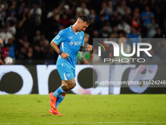 Matteo Politano (SSC Napoli) celebrates the goal during the Italian championship Serie A football match between SSC Napoli and AC Monza in N...