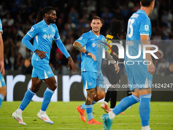 Matteo Politano (SSC Napoli) celebrates the goal during the Italian championship Serie A football match between SSC Napoli and AC Monza in N...