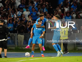 Khvicha K'varatskhelia (SSC Napoli) celebrates the goal with his teammates during the Italian championship Serie A football match between SS...