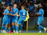 Khvicha K'varatskhelia (SSC Napoli) celebrates the goal with his teammates during the Italian championship Serie A football match between SS...