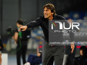 The head coach Antonio Conte (SSC Napoli) during the Italian championship Serie A football match between SSC Napoli and AC Monza in Naples,...