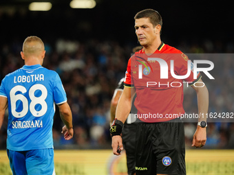 Gianluca Manganiello (Referee) officiates the Italian championship Serie A football match between SSC Napoli and AC Monza at Diego Armando M...