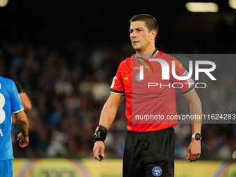 Gianluca Manganiello (Referee) officiates the Italian championship Serie A football match between SSC Napoli and AC Monza at Diego Armando M...