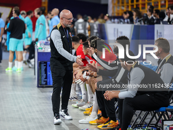 Coach Stefan Madsen of AL Ahly SC during the 17th IHF Men's Handball Club World Championship 2024 preliminary round match between Al Ahly Sp...