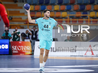 Juan Palomino Moron of FC Barcelona during the 17th IHF Men's Club World Championship 2024 preliminary round match between Al Ahly Sporting...