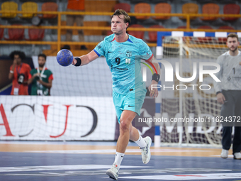 Jonathan Carlsbogard of FC Barcelona during the 17th IHF Men's Club World Championship 2024 preliminary round match between Al Ahly Sporting...