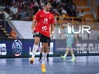 Abd Elrahman Abdou of Al Ahly SC celebrates during the 17th IHF Men's Club World Championship 2024 preliminary round match between Al Ahly S...