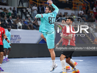 Luis Diogo DA SOUSA FRADE of FC Barcelona tries to score during the 17th IHF Men's Club World Championship 2024 preliminary round match betw...