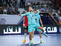 Aleix Gomez Abello of FC Barcelona tries to score during the 17th IHF Men's Club World Championship 2024 preliminary round match between Al...