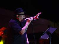 Armando Palomas performs during the ''Hasta Siempre Presidente Fest'' at the Monumento to the Revolution in Mexico City, Mexico, on Septembe...