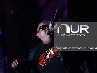 Members of the Orquesta Internacional band perform during the ''Hasta Siempre Presidente Fest'' at the Monumento to the Revolution in Mexico...