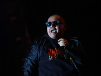 Members of the Orquesta Internacional band perform during the ''Hasta Siempre Presidente Fest'' at the Monumento to the Revolution in Mexico...