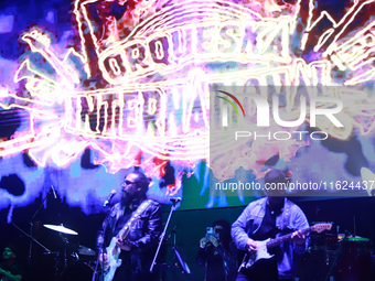 Members of the Orquesta Internacional band perform during the ''Hasta Siempre Presidente Fest'' at the Monumento to the Revolution in Mexico...