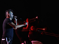 Arturo Ruelas, known as ''Pinocho,'' vocalist of the Los Estramboticos band, performs during the ''Hasta Siempre Presidente Fest'' at the Mo...