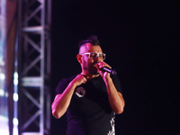 Arturo Ruelas, known as ''Pinocho,'' vocalist of the Los Estramboticos band, performs during the ''Hasta Siempre Presidente Fest'' at the Mo...