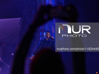 Arturo Ruelas, known as ''Pinocho,'' vocalist of the Los Estramboticos band, performs during the ''Hasta Siempre Presidente Fest'' at the Mo...