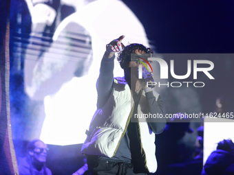 Rapper Erick Raul Aleman Ramirez, known as 'Aleman,' performs during the ''Hasta Siempre Presidente Fest'' at the Monumento to the Revolutio...