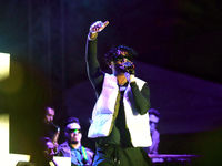 Rapper Erick Raul Aleman Ramirez, known as 'Aleman,' performs during the ''Hasta Siempre Presidente Fest'' at the Monumento to the Revolutio...