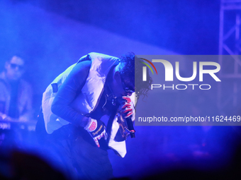 Rapper Erick Raul Aleman Ramirez, known as 'Aleman,' performs during the ''Hasta Siempre Presidente Fest'' at the Monumento to the Revolutio...