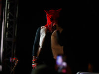 Rapper Erick Raul Aleman Ramirez, known as 'Aleman,' performs during the ''Hasta Siempre Presidente Fest'' at the Monumento to the Revolutio...