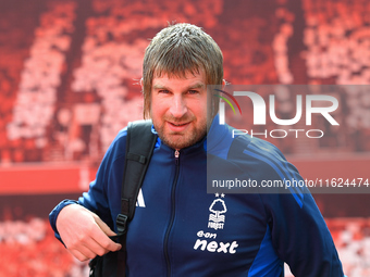 Nottingham Forest physio, Jon Alty, during the Premier League match between Nottingham Forest and Fulham at the City Ground in Nottingham, E...