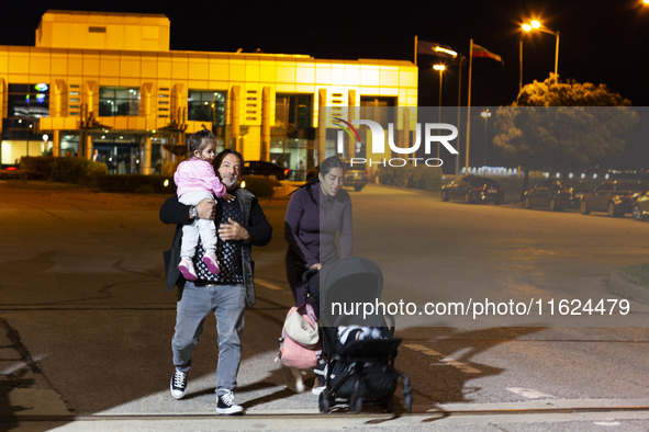 Relatives welcome their loved ones from Lebanon at Sofia Airport in Sofia, Bulgaria, on September 30, 2024. Due to the escalation of tension...