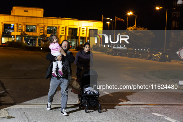 Relatives welcome their loved ones from Lebanon at Sofia Airport in Sofia, Bulgaria, on September 30, 2024. Due to the escalation of tension...