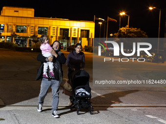 Relatives welcome their loved ones from Lebanon at Sofia Airport in Sofia, Bulgaria, on September 30, 2024. Due to the escalation of tension...