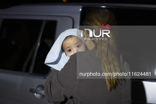 Relatives welcome their loved ones from Lebanon at Sofia Airport in Sofia, Bulgaria, on September 30, 2024. Due to the escalation of tension...