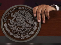 Andres Manuel Lopez Obrador, President of Mexico, during his last press conference in Mexico City, Mexico, on September 30, 2024, at the Nat...