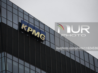 British multinational professional services network KPMG signage is pictured in Warsaw, Poland on September 28, 2024. (