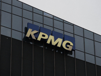 British multinational professional services network KPMG signage is pictured in Warsaw, Poland on September 28, 2024. (