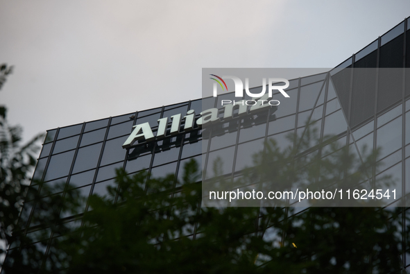 German multinational financial services company Allianz SE signage is pictured in Warsaw, Poland on September 28, 2024. 