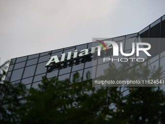 German multinational financial services company Allianz SE signage is pictured in Warsaw, Poland on September 28, 2024. (