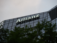 German multinational financial services company Allianz SE signage is pictured in Warsaw, Poland on September 28, 2024. (