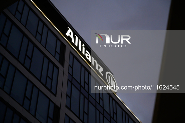 German multinational financial services company Allianz SE signage is pictured in Warsaw, Poland on September 28, 2024. 