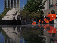 Visitors gather at the newly inaugurated Spirit Garden to observe National Day for Truth and Reconciliation in Toronto, Canada, on September...