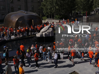 Visitors gather at the newly inaugurated Spirit Garden to observe National Day for Truth and Reconciliation in Toronto, Canada, on September...