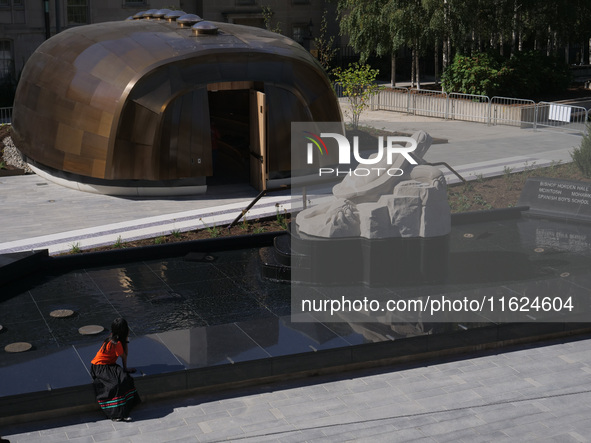 Visitors gather at the newly inaugurated Spirit Garden to observe National Day for Truth and Reconciliation in Toronto, Canada, on September...