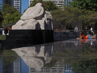 Visitors gather at the newly inaugurated Spirit Garden to observe National Day for Truth and Reconciliation in Toronto, Canada, on September...