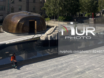 Visitors gather at the newly inaugurated Spirit Garden to observe National Day for Truth and Reconciliation in Toronto, Canada, on September...