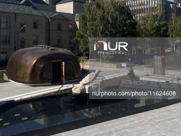 Visitors gather at the newly inaugurated Spirit Garden to observe National Day for Truth and Reconciliation in Toronto, Canada, on September...