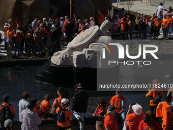 Visitors gather at the newly inaugurated Spirit Garden to observe National Day for Truth and Reconciliation in Toronto, Canada, on September...